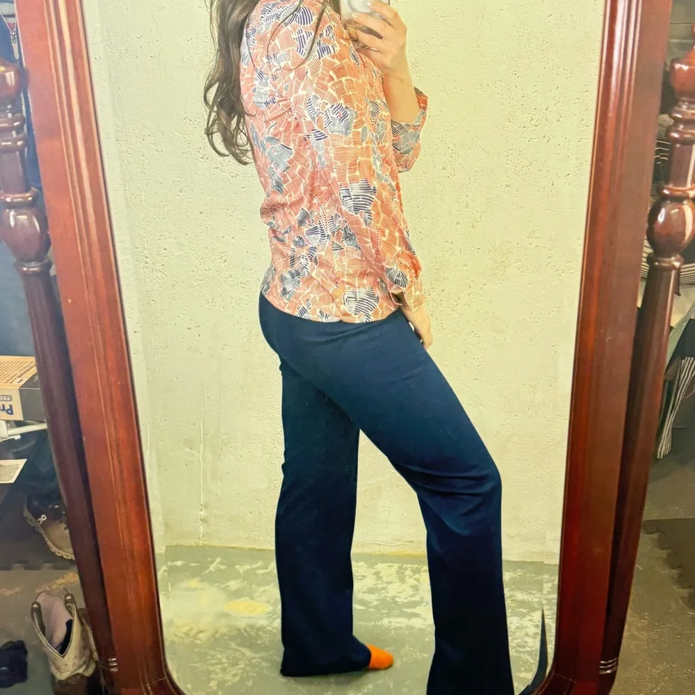 Vintage 1970s Two Piece Leisure Set By Legends Orange and Navy Blue Size Medium - Picture 5 of 13